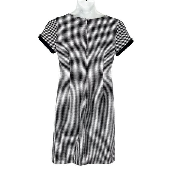 Talbots Womens 10 Black White Houndstooth Sheath Dress Short Sleeves Old Money - Picture 2 of 16